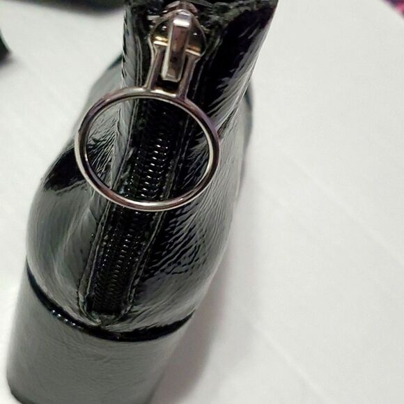 Forever 21 Retro Grunge Goth Black Faux Pebbled Patent Leather Chunky Boots 6 - Picture 8 of 12